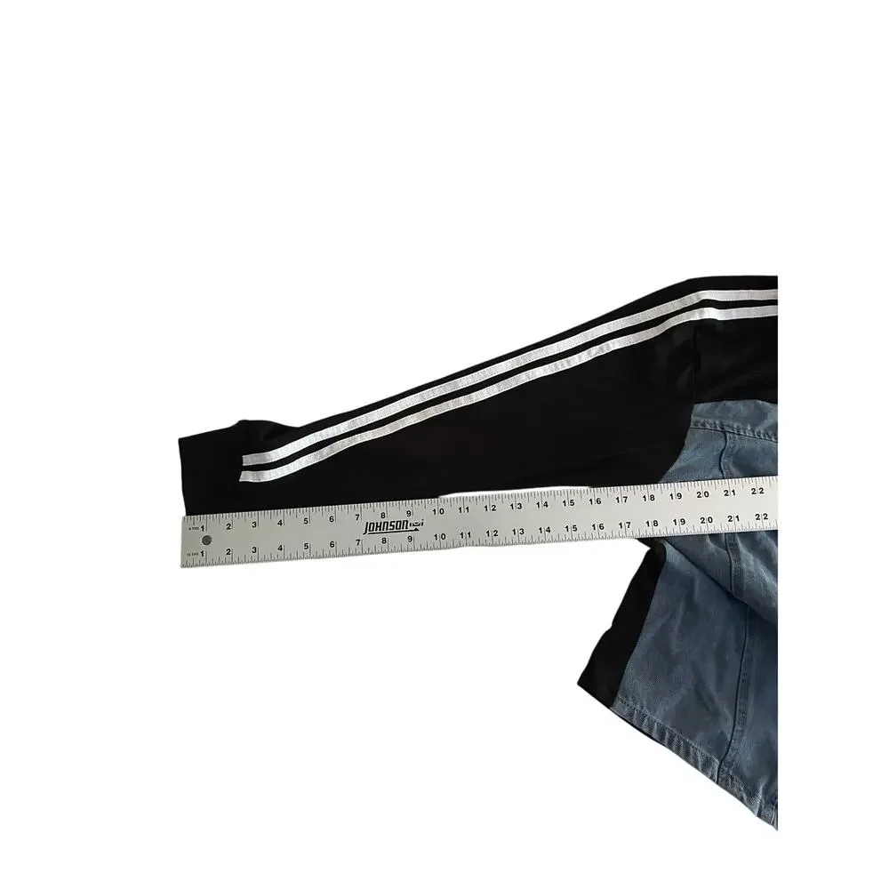 NWT Med (Fits S) Athleisure Denim Stripe Tracksuit 2pc Set Jacket Wide Leg Pants